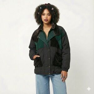 Last Resort vintage boho patchwork quilted jacket jewel tone green M